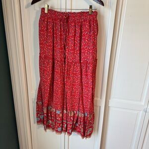 Floral Red Maxi Skirt